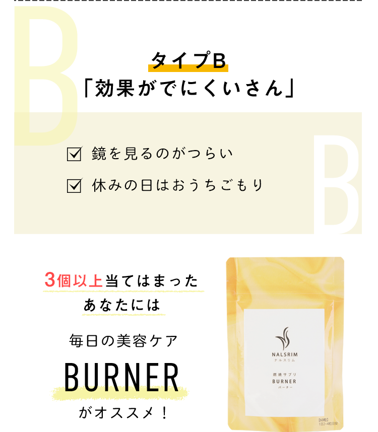 タイプB 効果が出にくいさん